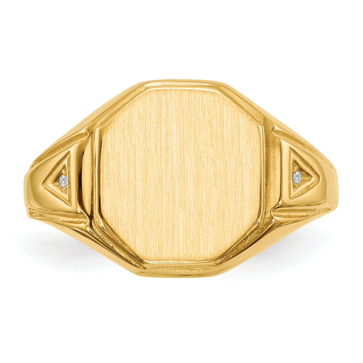 14k 11.5x12.5mm Open Back AA Diamond Mens Signet Ring-RS499AA