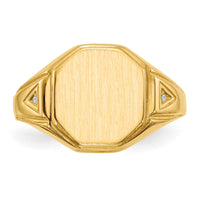 14k 11.5x12.5mm Open Back AA Diamond Mens Signet Ring-RS499AA
