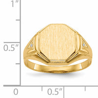 14k 11.5x12.5mm Open Back AA Diamond Mens Signet Ring-RS499AA