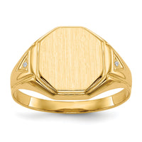 14k 11.5x12.5mm Open Back AA Diamond Mens Signet Ring-RS499AA