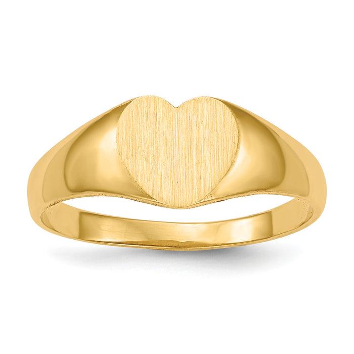 14k 8.0x6.5mm Closed Back Heart Signet Ring-RS501