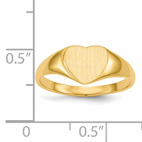 14k 8.5x7.5mm Closed Back Heart Signet Ring-RS502