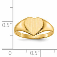 14k 9.0x9.0mm Closed Back Heart Signet Ring-RS503