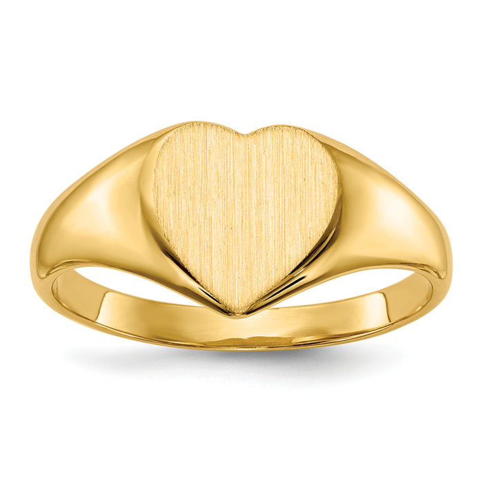 14k 9.0x9.0mm Closed Back Heart Signet Ring-RS503