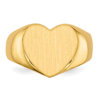 14k 12.5x11.5mm Closed Back Heart Signet Ring-RS504
