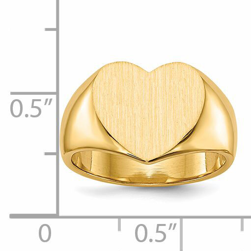 14k 12.5x11.5mm Closed Back Heart Signet Ring-RS504