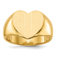 14k 12.5x11.5mm Closed Back Heart Signet Ring-RS504