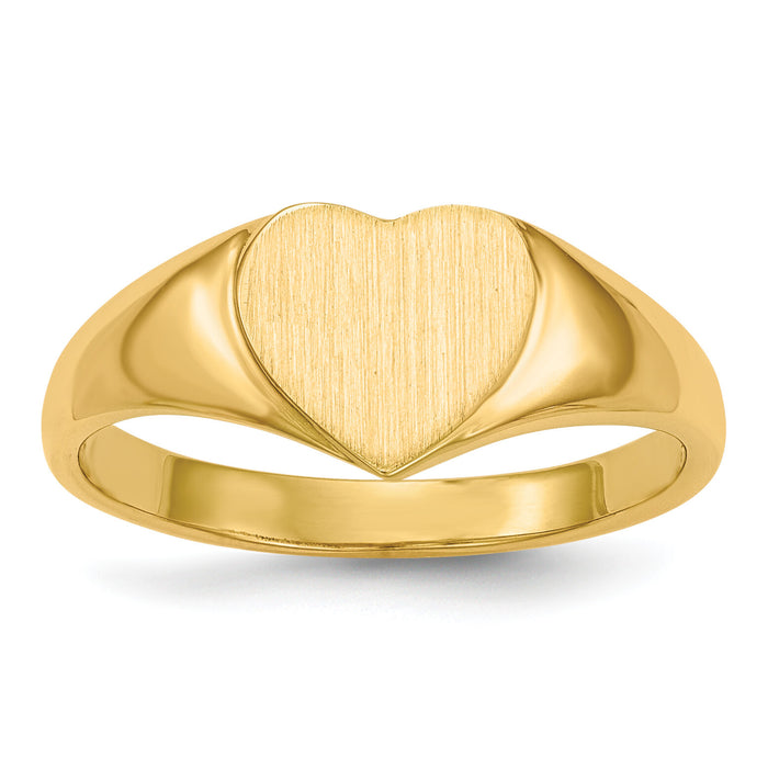 14k 8.5x7.5mm Open Back Heart Signet Ring-RS506