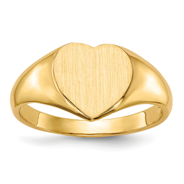 14k 9.0x9.0mm Open Back Heart Signet Ring-RS507
