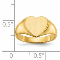14k 9.5x9.5mm Open Back Heart Signet Ring-RS508