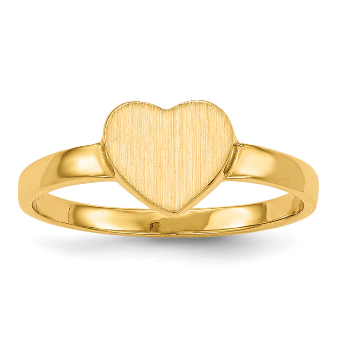 14k 7.5x6.5mm Open Back Heart Signet Ring-RS509