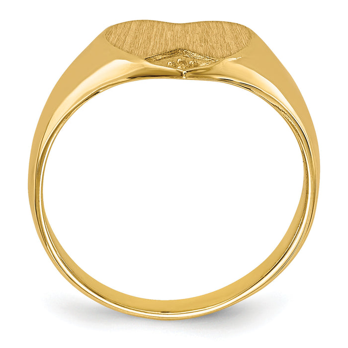 14k .005ct. Diamond Closed Back 9.0x9.0mm Heart Signet Ring Mounting-RS513