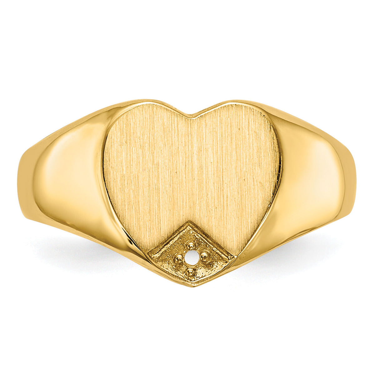 14k .005ct. Diamond Closed Back 9.0x9.0mm Heart Signet Ring Mounting-RS513