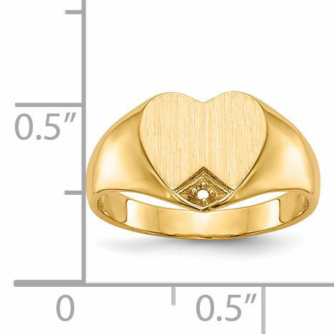 14k .005ct. Diamond Closed Back 9.0x9.0mm Heart Signet Ring Mounting-RS513