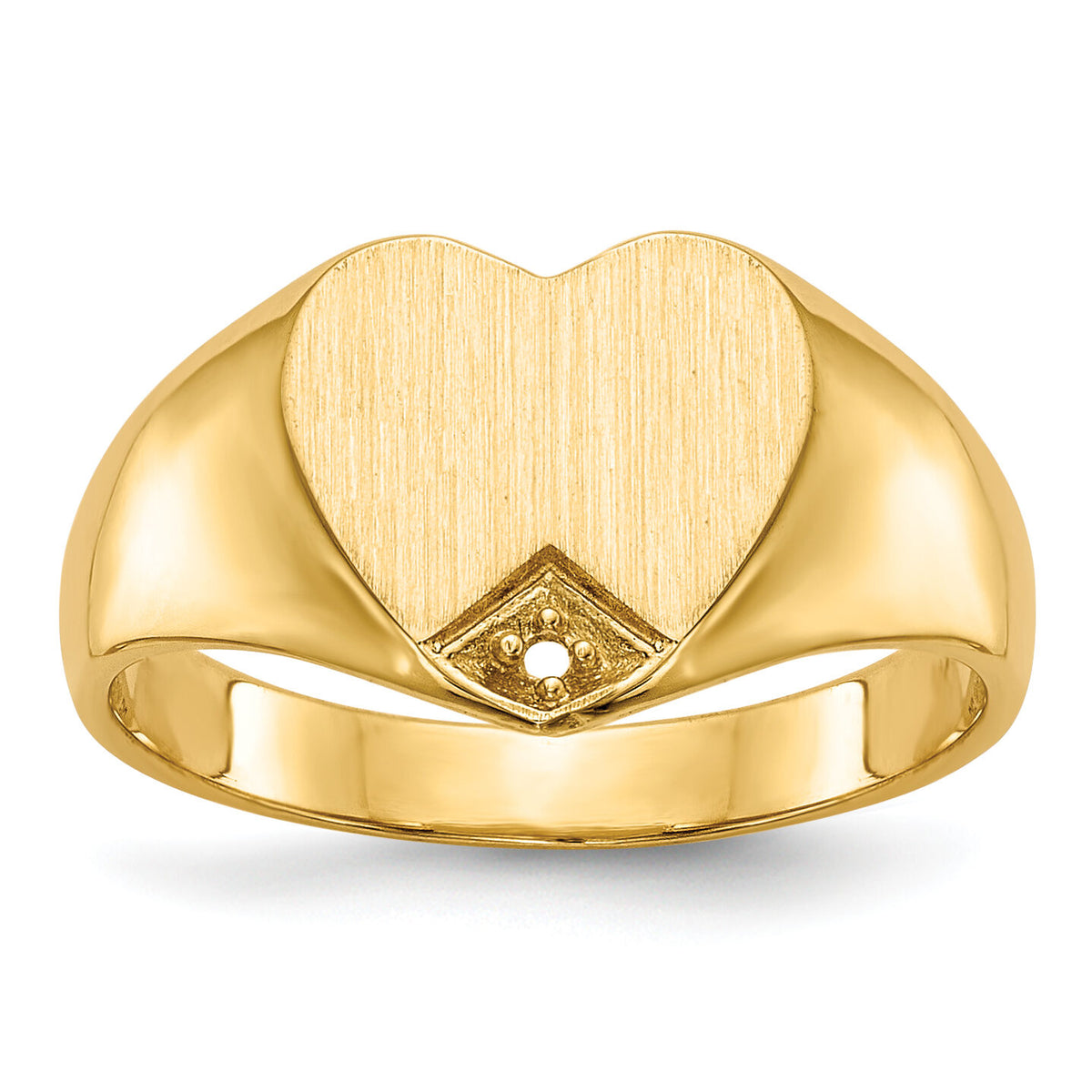 14k .005ct. Diamond Closed Back 9.0x9.0mm Heart Signet Ring Mounting-RS513