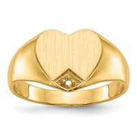 14k .005ct. Diamond Closed Back 9.0x9.0mm Heart Signet Ring Mounting-RS513
