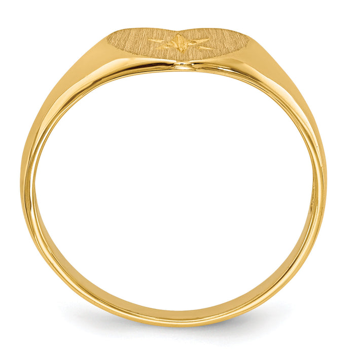 14k .01ct. Diamond 10.0x7.0mm Open Back Heart Signet Ring Mounting-RS514