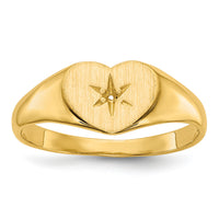 14k .01ct. Diamond 10.0x7.0mm Open Back Heart Signet Ring Mounting-RS514