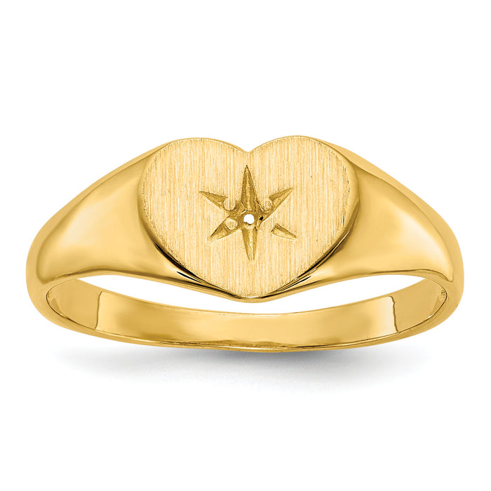 14k .01ct. Diamond 10.0x7.0mm Open Back Heart Signet Ring Mounting-RS514
