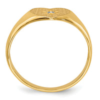 14k .01ct. Diamond 10.0x7.0mm Open Back Heart Signet Ring-RS514AA