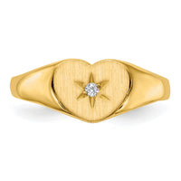 14k .01ct. Diamond 10.0x7.0mm Open Back Heart Signet Ring-RS514AA