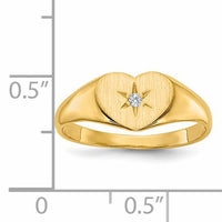 14k .01ct. Diamond 10.0x7.0mm Open Back Heart Signet Ring-RS514AA