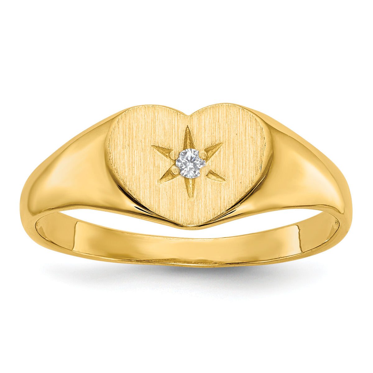 14k .01ct. Diamond 10.0x7.0mm Open Back Heart Signet Ring-RS514AA