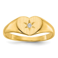 14k .01ct. Diamond 10.0x7.0mm Open Back Heart Signet Ring-RS514AA