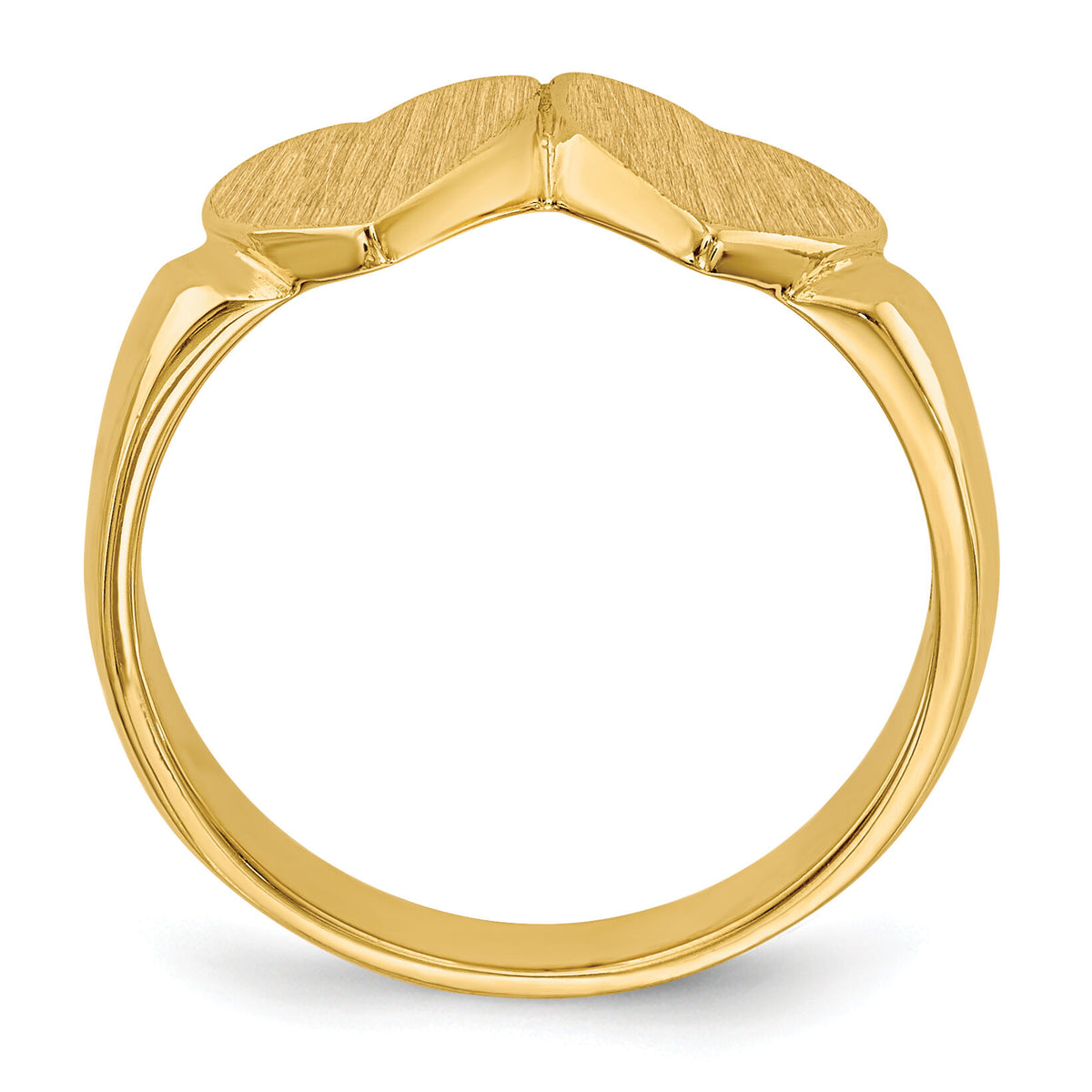 14k 8.0x8.0mm Closed Back Double Heart Signet Ring-RS518