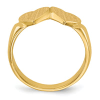 14k 8.0x8.0mm Closed Back Double Heart Signet Ring-RS518