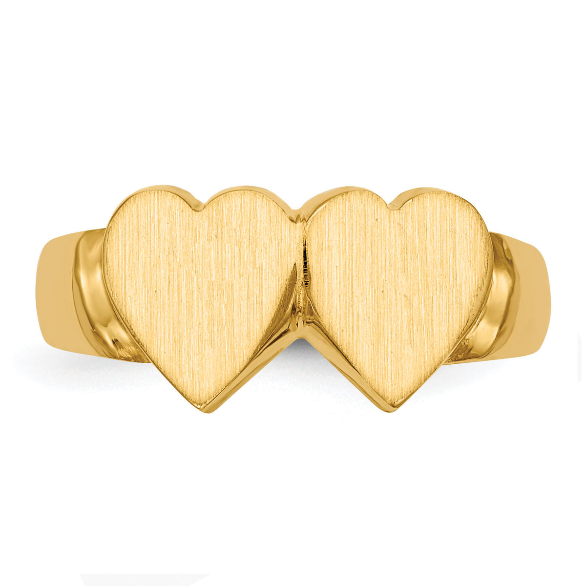 14k 8.0x8.0mm Closed Back Double Heart Signet Ring-RS518