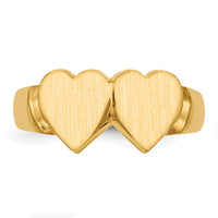 14k 8.0x8.0mm Closed Back Double Heart Signet Ring-RS518