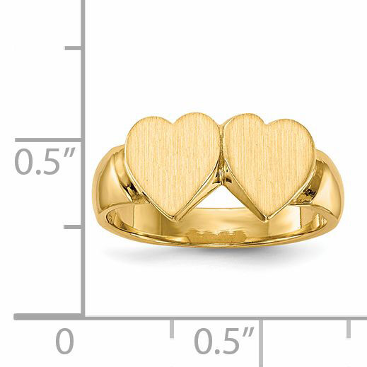 14k 8.0x8.0mm Closed Back Double Heart Signet Ring-RS518