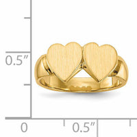 14k 8.0x8.0mm Closed Back Double Heart Signet Ring-RS518