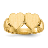 14k 8.0x8.0mm Closed Back Double Heart Signet Ring-RS518
