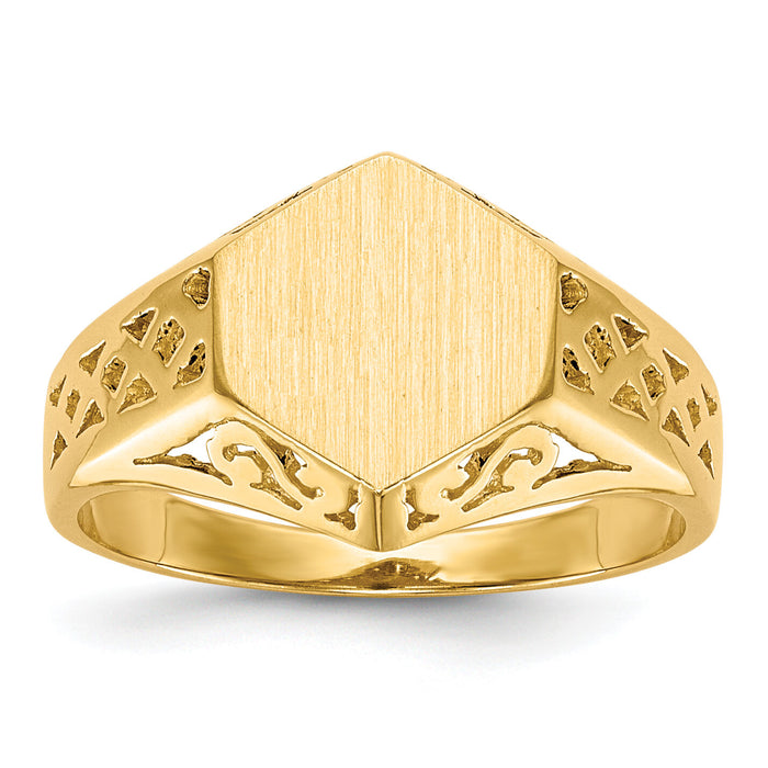 14k 9.5x8.5mm Open Back Signet Ring-RS525