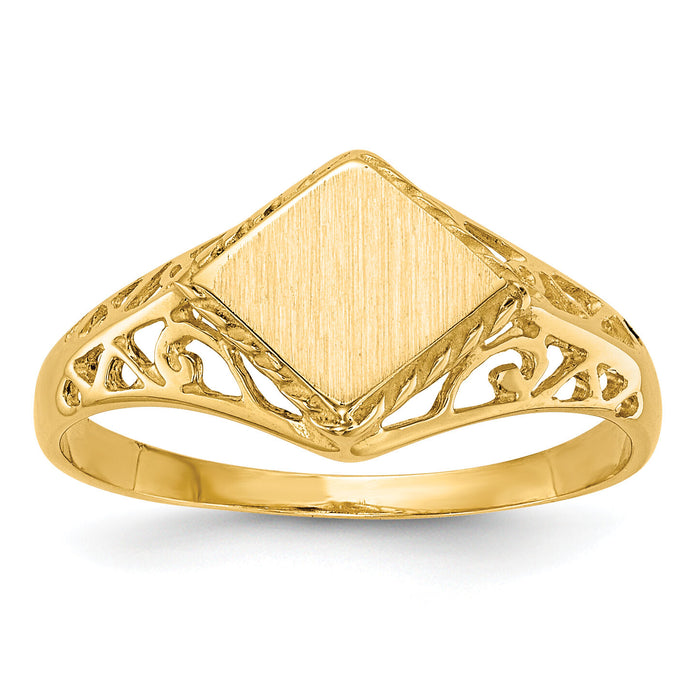 14k 8.5x8.0mm Open Back Signet Ring-RS527