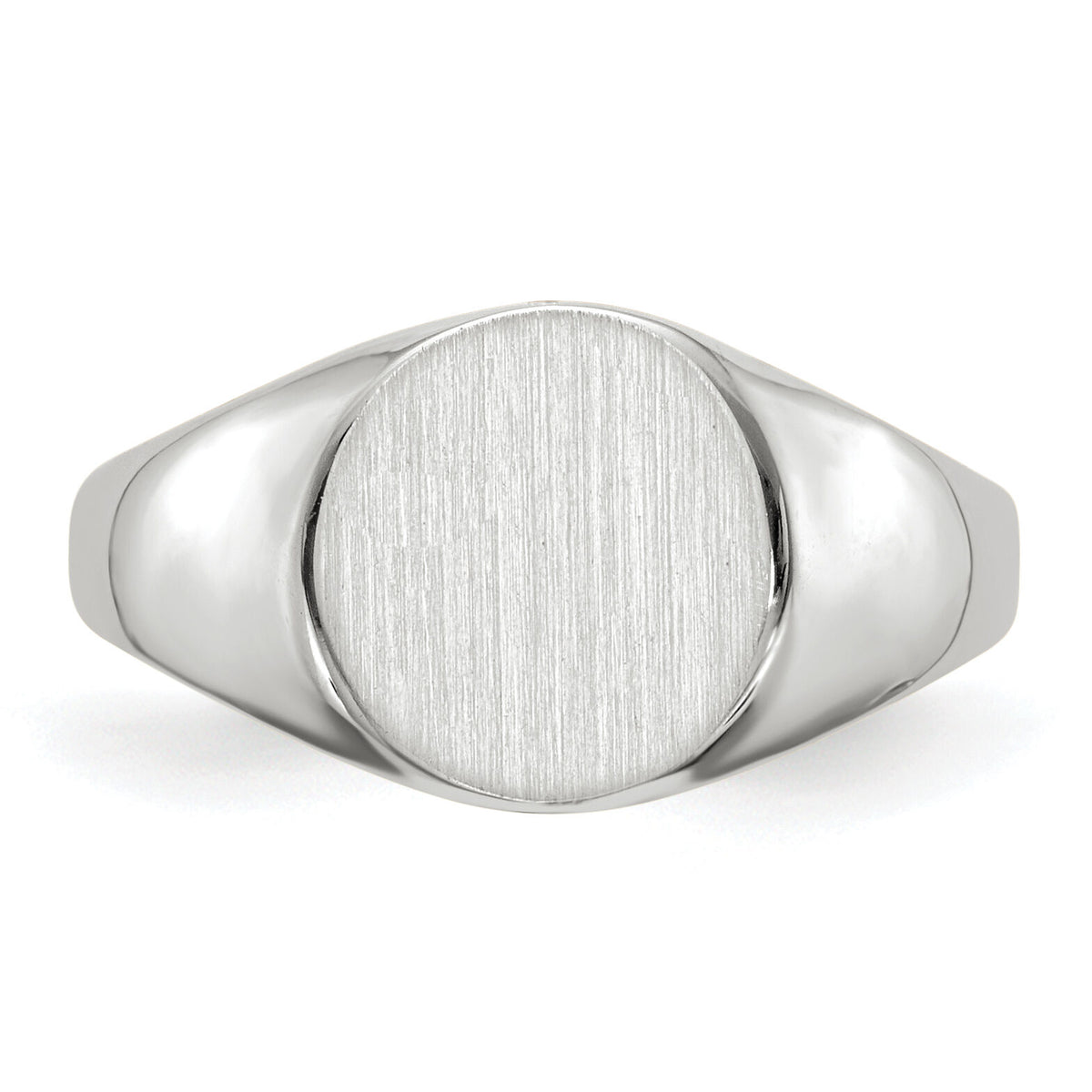 14k White Gold 9.0x9.0mm Closed Back Signet Ring-RS532