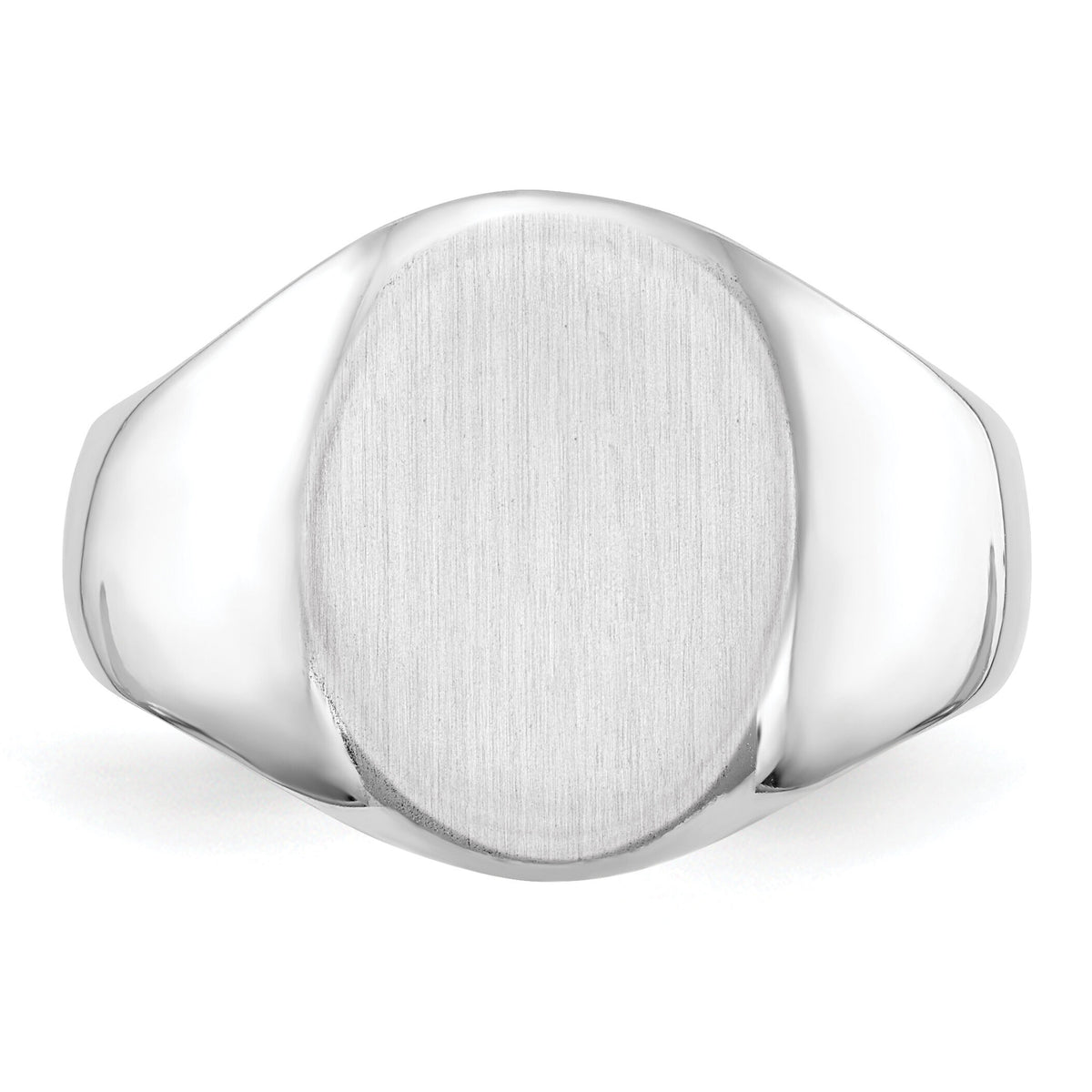 14k White Gold 11.5x15.0mm Closed Back Mens Signet Ring-RS534