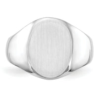 14k White Gold 11.5x15.0mm Closed Back Mens Signet Ring-RS534