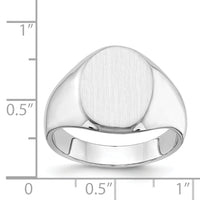 14k White Gold 11.5x15.0mm Closed Back Mens Signet Ring-RS534