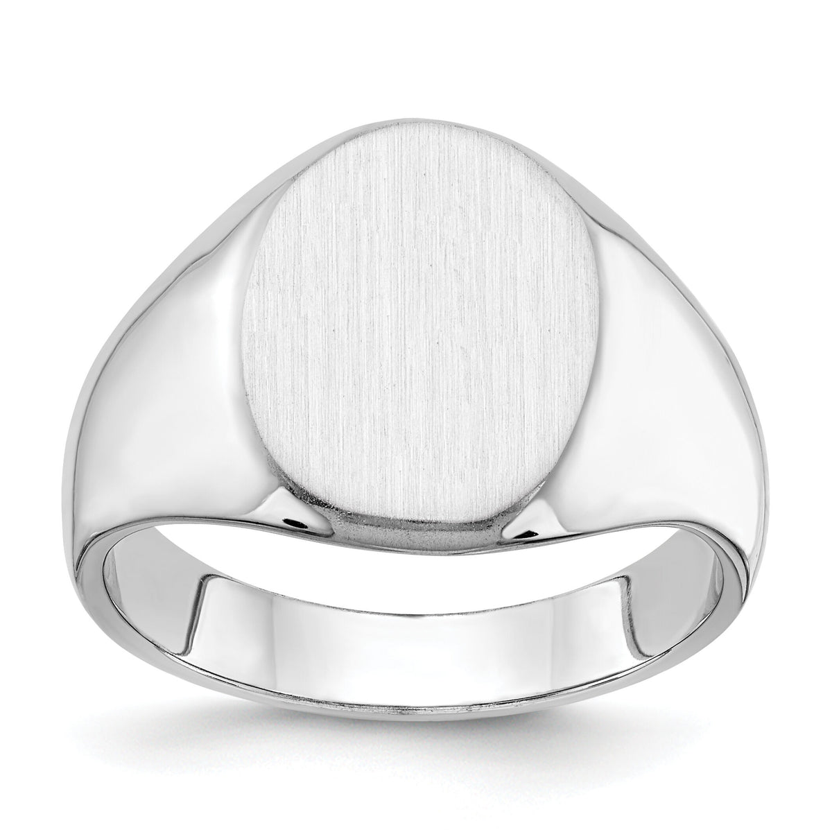 14k White Gold 11.5x15.0mm Closed Back Mens Signet Ring-RS534