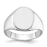 14k White Gold 11.5x15.0mm Closed Back Mens Signet Ring-RS534