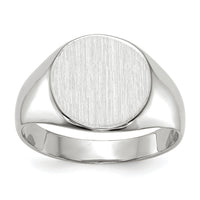 14k White Gold 10.5x10.5mm Closed Back Signet Ring-RS535