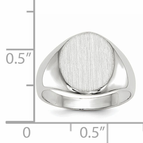 14k White Gold 10.0x11.5mm Closed Back Signet Ring-RS536