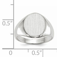 14k White Gold 10.0x11.5mm Closed Back Signet Ring-RS536