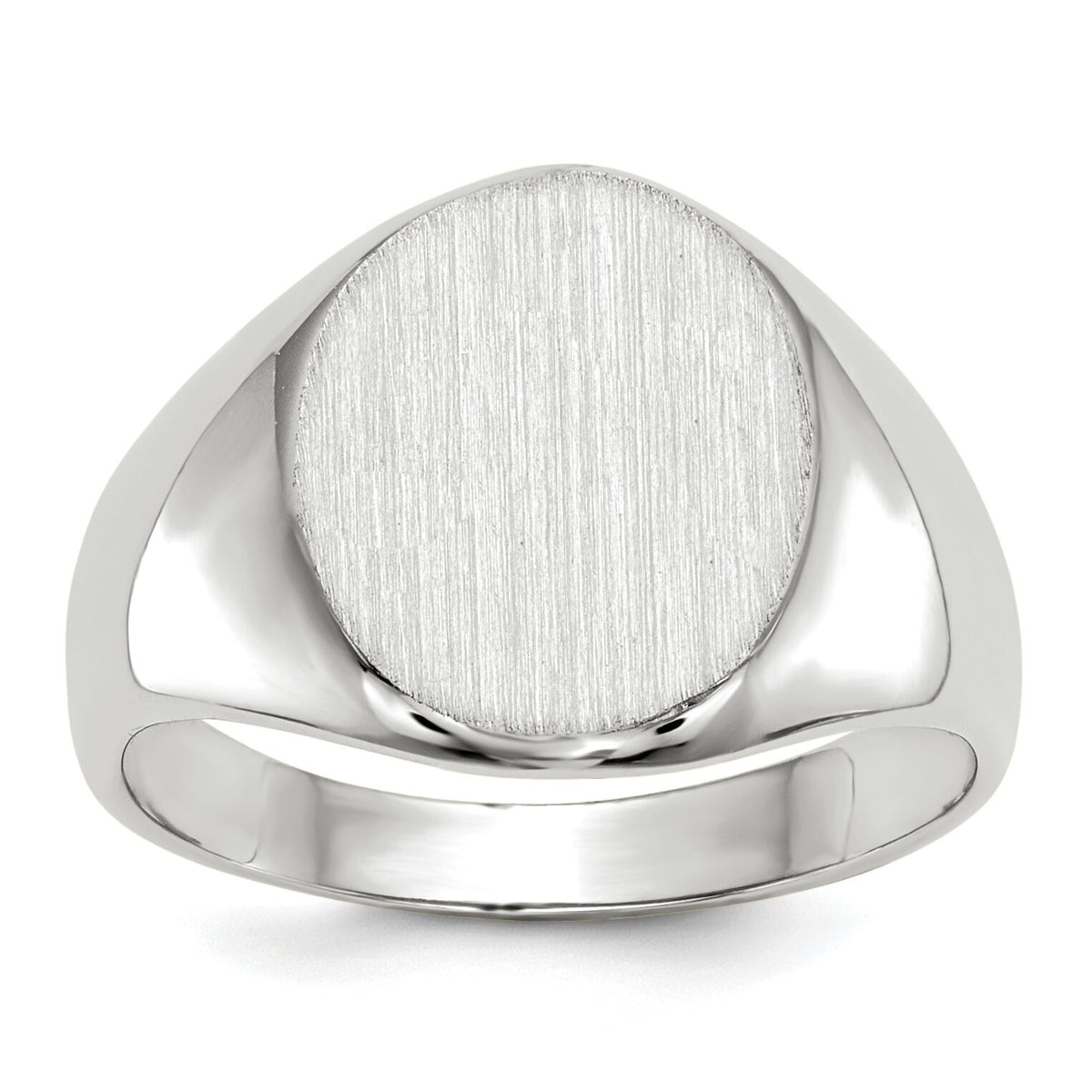 14k White Gold 10.0x11.5mm Closed Back Signet Ring-RS536