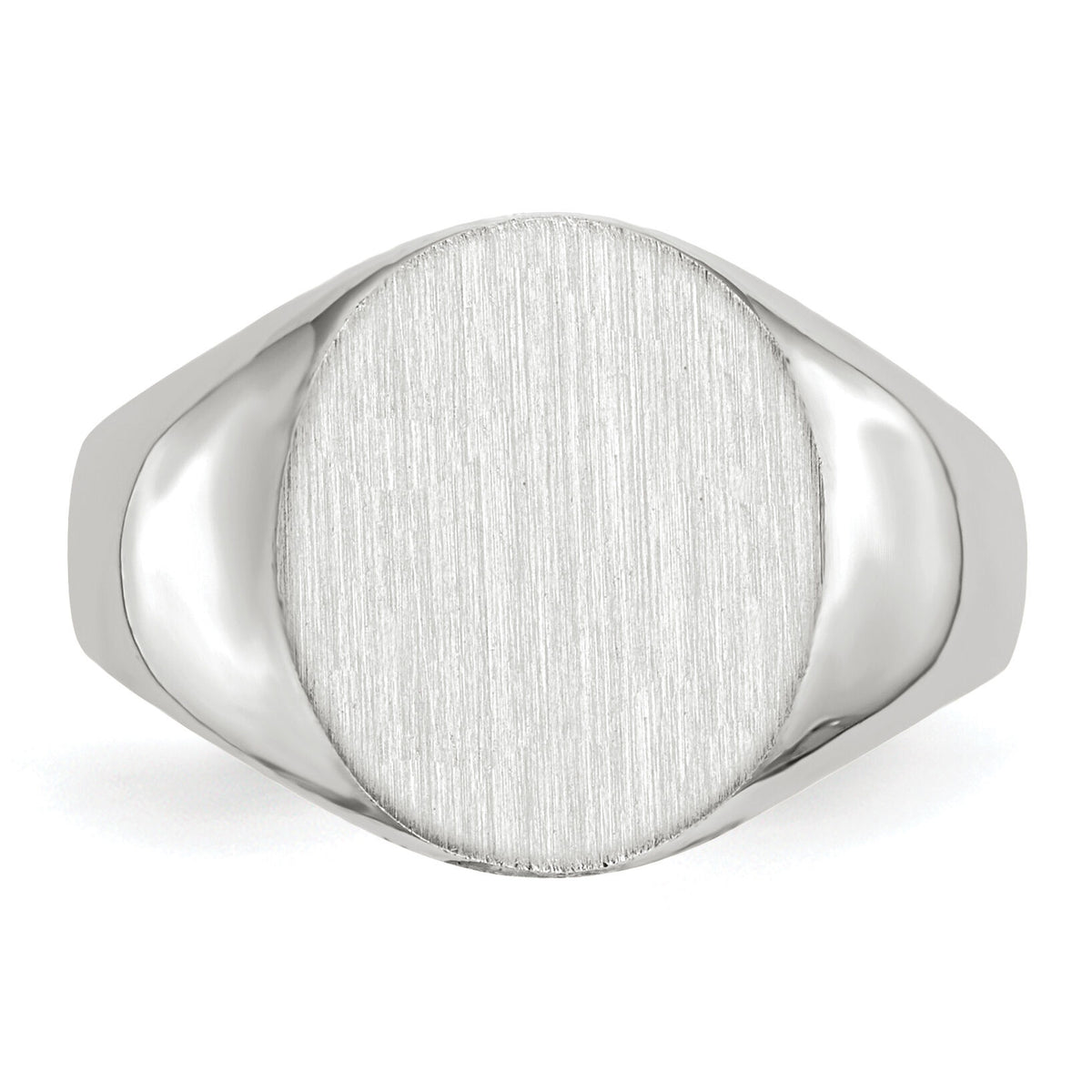 14k White Gold 12.0x12.5mm Closed Back Signet Ring-RS537