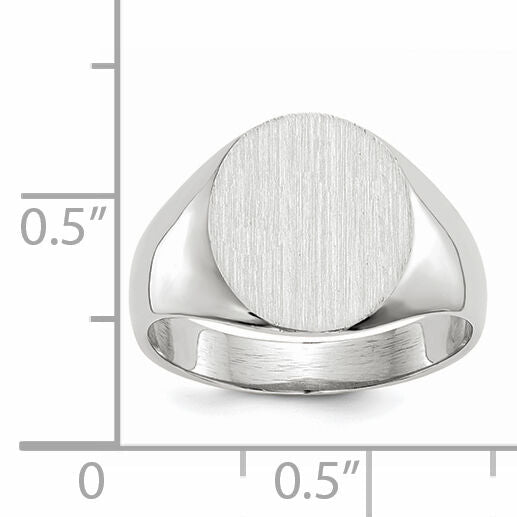 14k White Gold 12.0x12.5mm Closed Back Signet Ring-RS537
