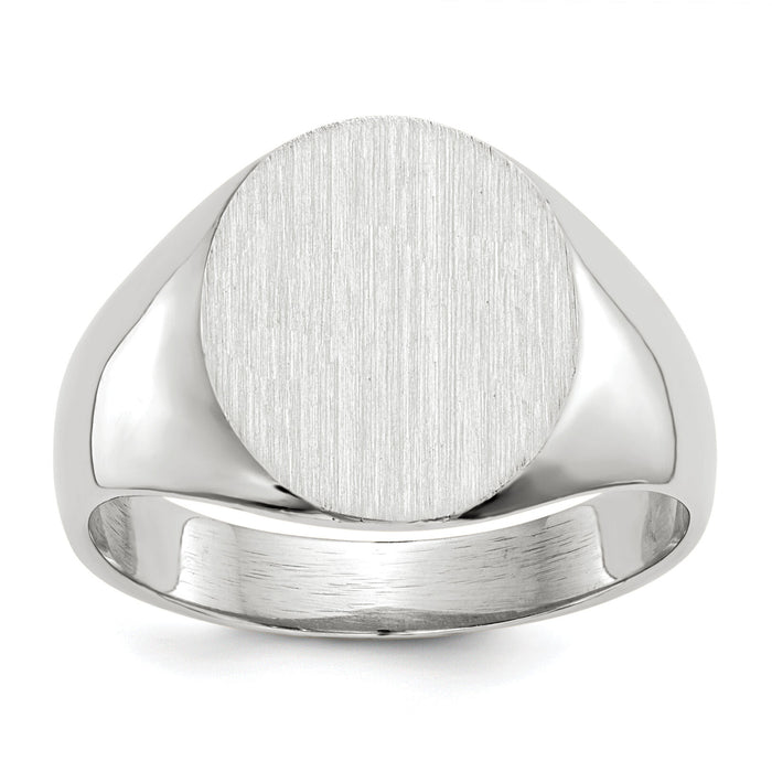 14k White Gold 12.0x12.5mm Closed Back Signet Ring-RS537